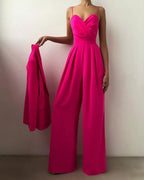 Elegantes Abend-Jumpsuit mit weitem Bein und V-Ausschnitt